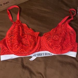Red lace bra